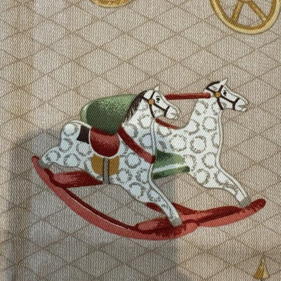 Vtg P Kaufmann Carousel Horse Fabric Tan‎ Geometric Circus Rocking Racing 53x54” - Picture 4 of 16